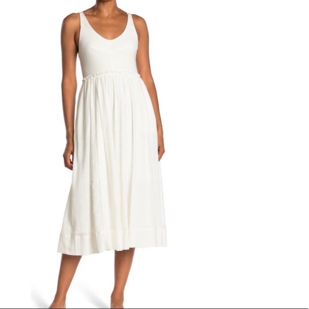 Nordstrom Melloday Size Small White Sleeveless Midi Dress V-neck
